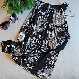 INC International Concepts Black and White Floral Tank Top
